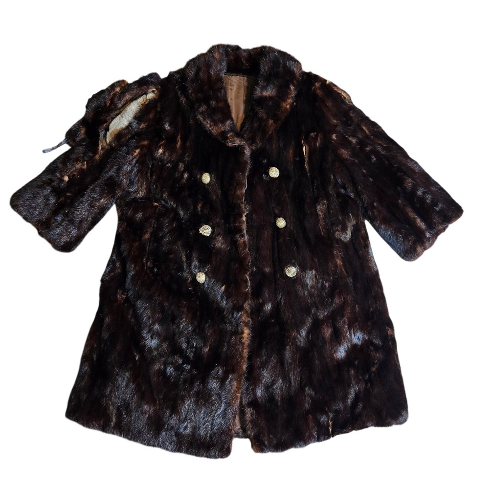 Vintage 1960s Dark Brown Mink Fur Coat Women's Elegant Full Length Winter Sz M L